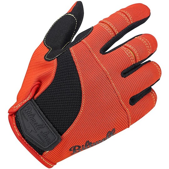 Motorcycle Gloves In Biltwell Fabric Model Short Cuff Orange Black