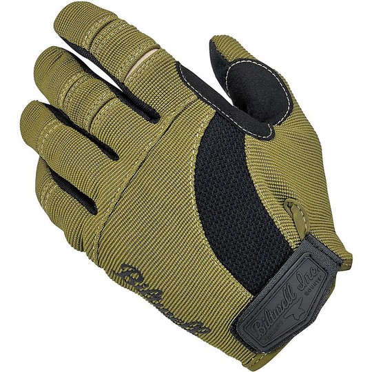 Motorcycle Gloves In Biltwell Fabric Short Cuff Model Olive Green