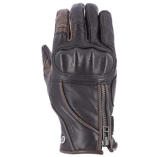 Motorcycle Gloves in Custom Leather Overlap ALCARRAS 19 Lady Black Brown