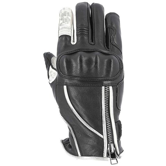 Motorcycle Gloves in Custom Leather Overlap ALCARRAS 19 Lady Black Sand