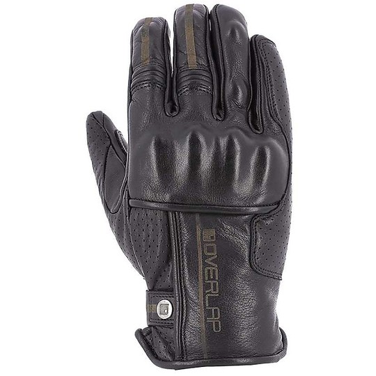 Motorcycle Gloves in Custom Leather Overlap ZOLDER 19 Black