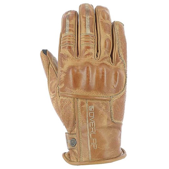 Motorcycle Gloves in Custom Leather Overlap ZOLDER 19 Camel