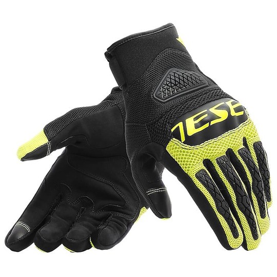 Motorcycle Gloves In Dainese BORA Fabric Black Yellow Fluo
