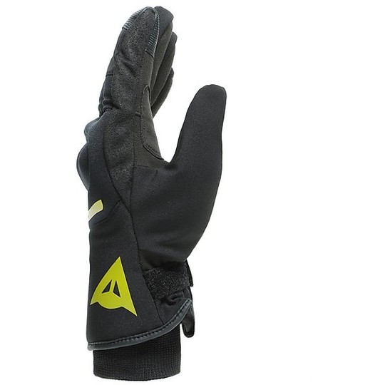 Motorcycle Gloves in Dainese Fabric AVILA D-DRY Black Fluo Yellow