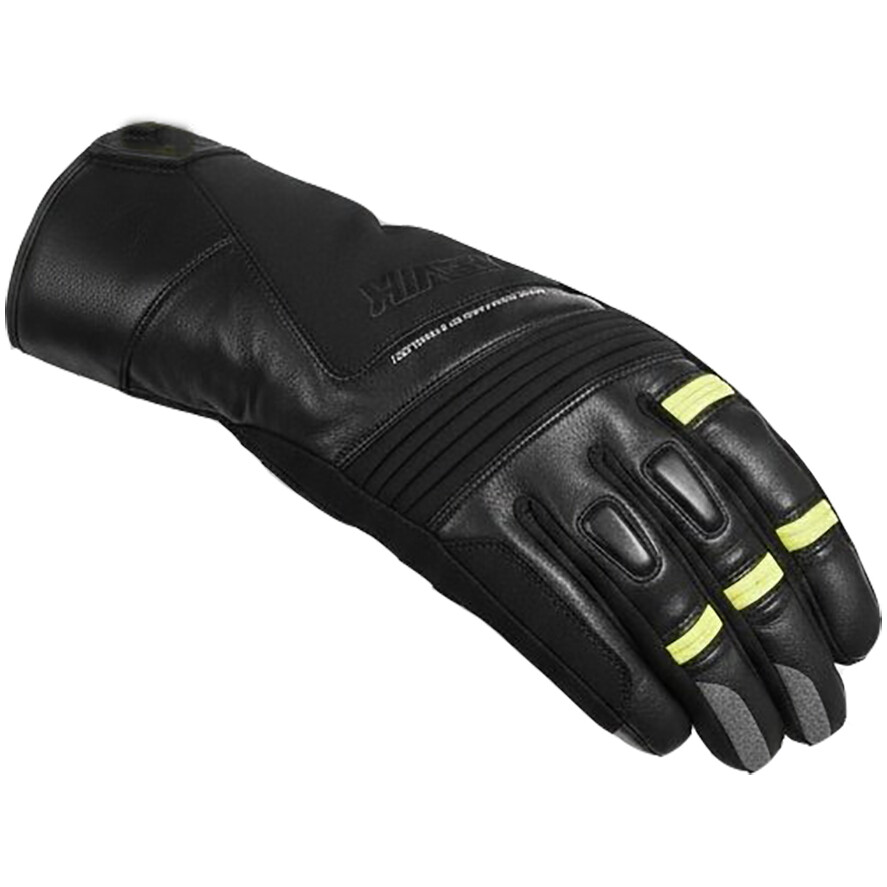 Motorcycle Gloves in Hevik Terral Winter Fabric Leather Black Yellow