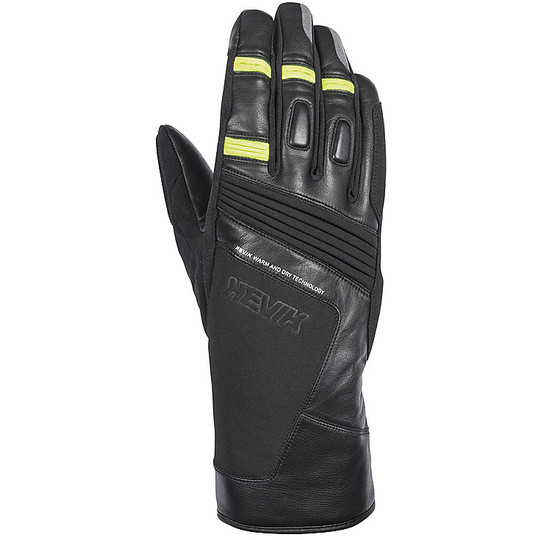 Motorcycle Gloves in Hevik Terral Winter Fabric Leather Black Yellow