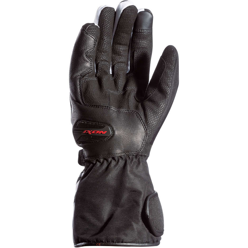 Motorcycle Gloves in Ixon PRO ATOM Waterproof Fabric and Leather Black White