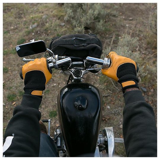 Motorcycle Gloves In Leather and Biltwell Fabric Model Bantam Black Leather