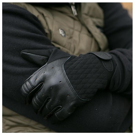 Motorcycle Gloves In Leather and Biltwell Fabric Model Bantam Blacks