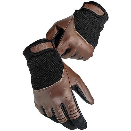 Motorcycle Gloves In Leather and Biltwell Fabric Model Bantam Brown