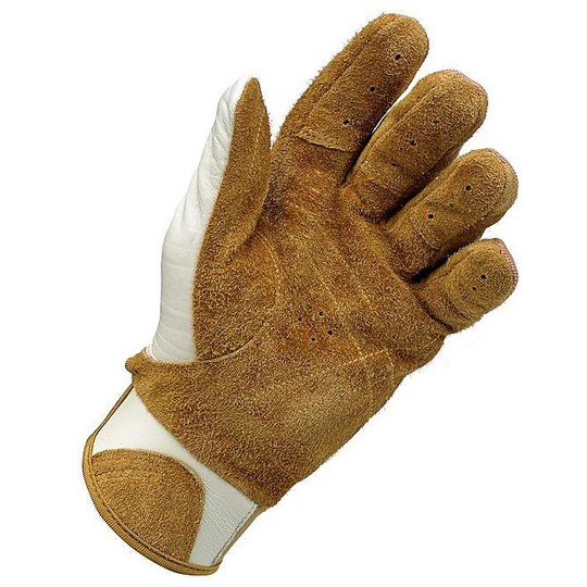 Motorcycle Gloves In Leather and Biltwell Fabric Model Bantam White Leather