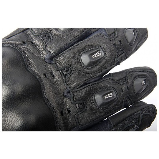 Motorcycle Gloves In Leather and Fabric Certified Oj Atmosphere G198 Black AREA