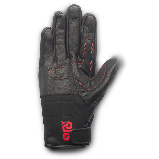 Motorcycle Gloves In Leather and Fabric Certified Oj Atmosphere G199 SNEAK Black Red