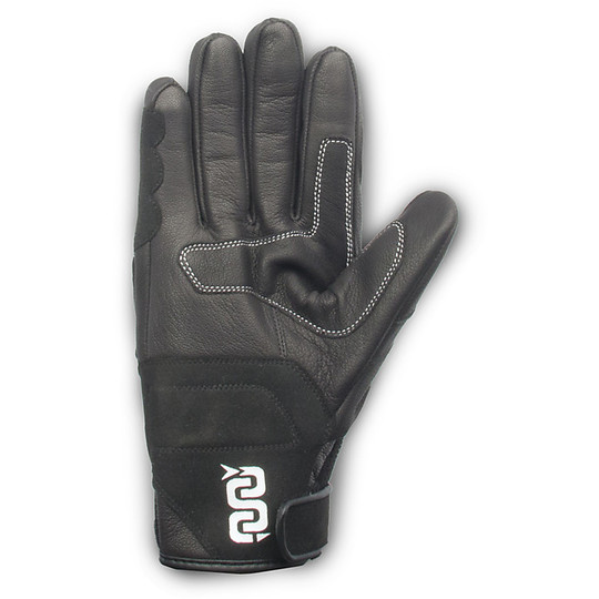Motorcycle Gloves In Leather and Fabric Certified Oj Atmosphere G199 SNEAK Black WhiteFluo