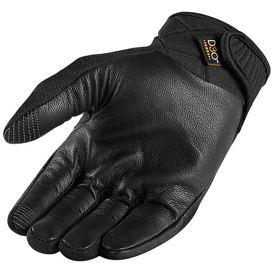 Motorcycle Gloves in Leather and Fabric Icon ANTHEM 2 Stealth Black
