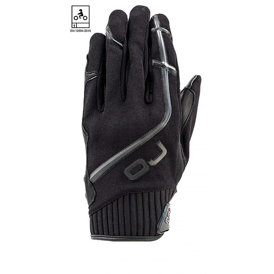 Motorcycle Gloves In Leather and Fabric Oj Atmosfere THICK Black Onmologati CE