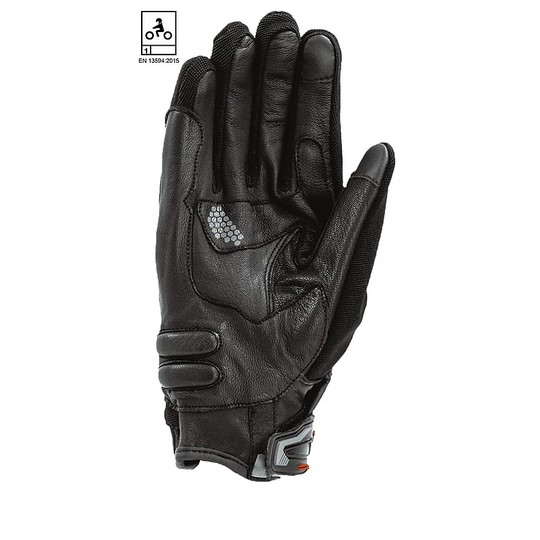 Motorcycle Gloves In Leather and Fabric Oj Atmosfere THICK Black Onmologati CE