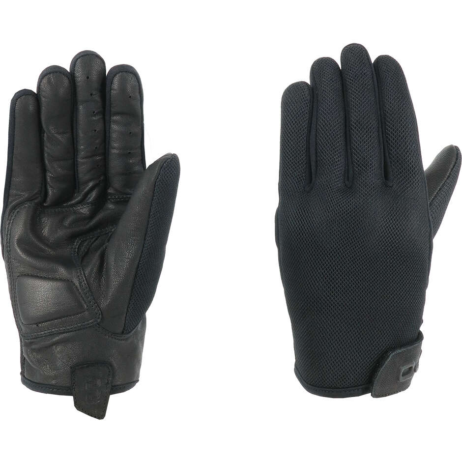 Motorcycle Gloves In Leather and Fabric Oj Atmospheres INSIDER Black Onmologati CE