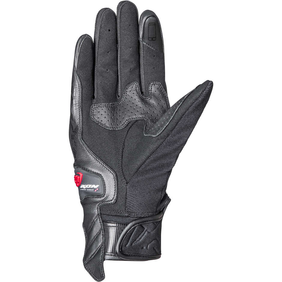 Motorcycle Gloves In Leather and Fabric Summer Ixon RS SPLITER Black