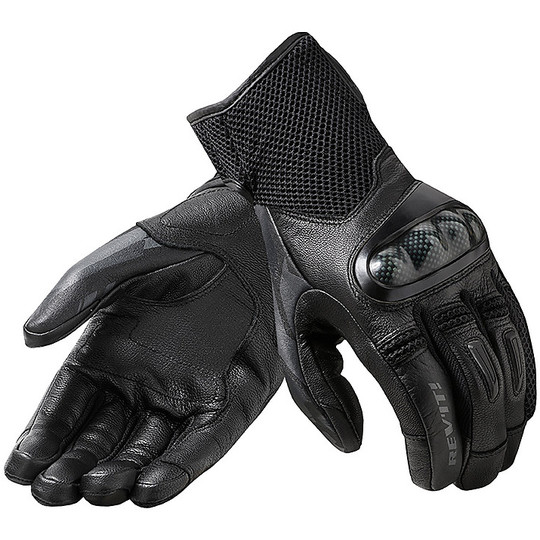 Motorcycle Gloves In Leather and Fabric Touring Rev'it PRIME Black
