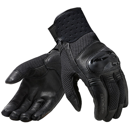 Motorcycle Gloves In Leather and Fabric Touring Rev'it VELOCITY Black