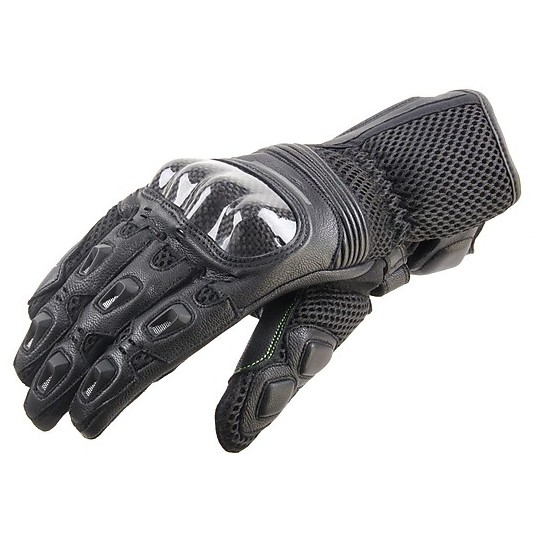 Motorcycle Gloves in leather and textile OJ RISER Black