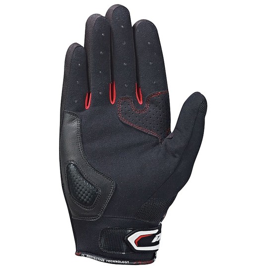 Motorcycle Gloves in leather and textile Summer Ixon RS LOOP Black White Red