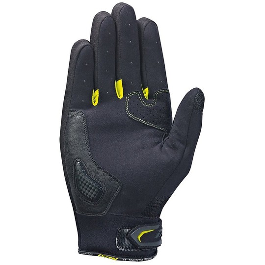 Motorcycle Gloves in leather and textile Summer Ixon RS LOOP Black Yellow