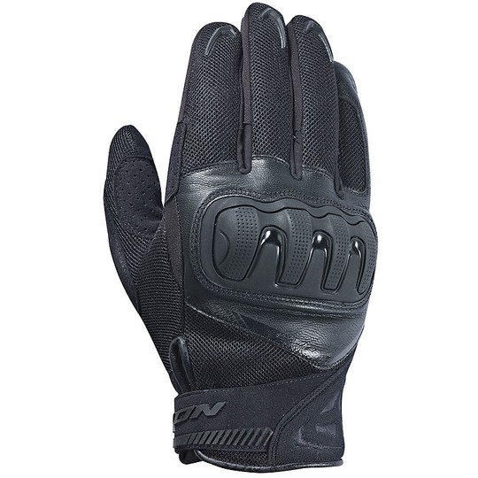 Motorcycle Gloves in leather and textile Summer Ixon RS LOOP Black
