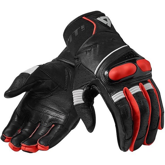 Motorcycle Gloves In Leather Touring Rev'it HYPERION Black Red