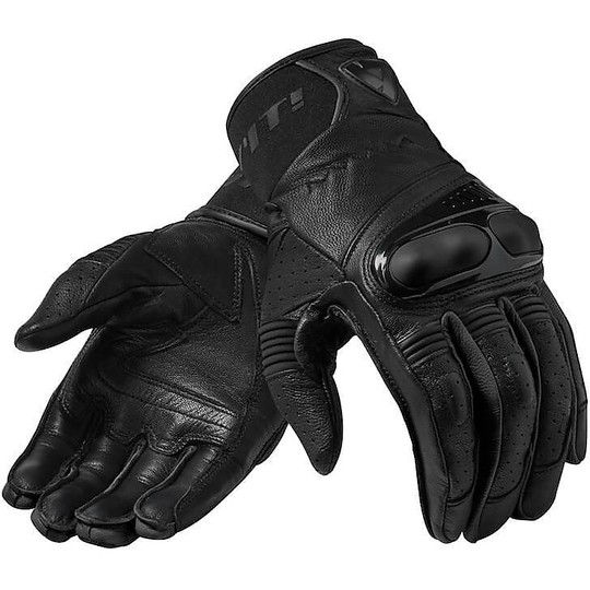Motorcycle Gloves In Leather Touring Rev'it HYPERION Black