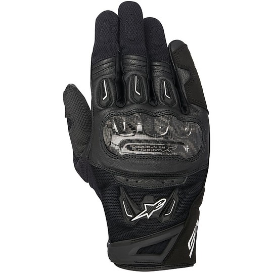 Motorcycle Gloves in Openwork fabric Alpinestars SMX-2 Air Carbon Black v2