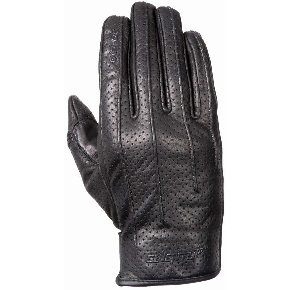 Motorcycle Gloves In Perforated Leather Seventy C10 Black Homologated