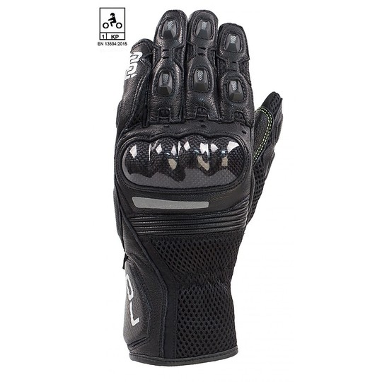 Motorcycle Gloves In Racing Leather Oj Atmospheres HIT Black CE Approved