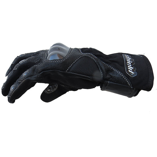 Motorcycle Gloves In Real Leather With Guards Black Model Street