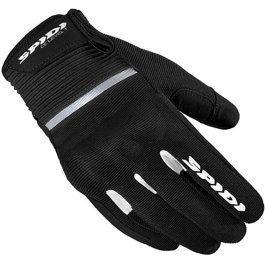 Motorcycle Gloves in Spidi FLASH CE Fabric Black White