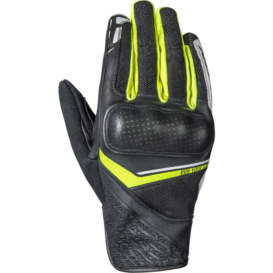 Motorcycle Gloves In Summer Fabric Ixon RS LAUNCH Black Yellow White