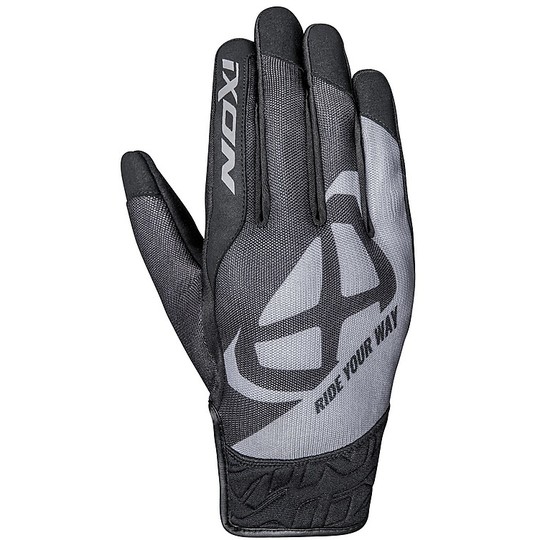Motorcycle Gloves In Summer Fabric Ixon RS SLICKER Light Gray Black