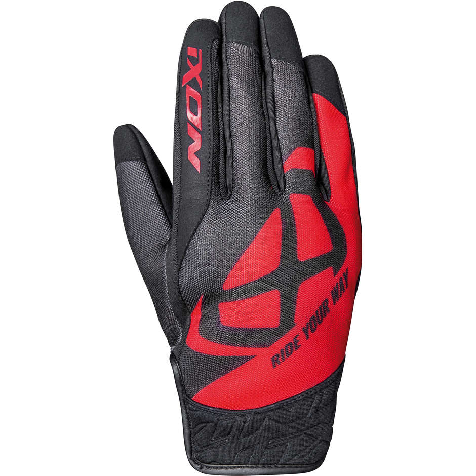 Motorcycle Gloves In Summer Fabric Ixon RS SLICKER Red Black