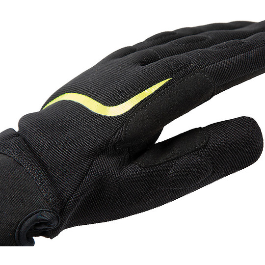 Motorcycle gloves in Tucano Urbano 9961HM MIKY fabric Black Yellow Fluo