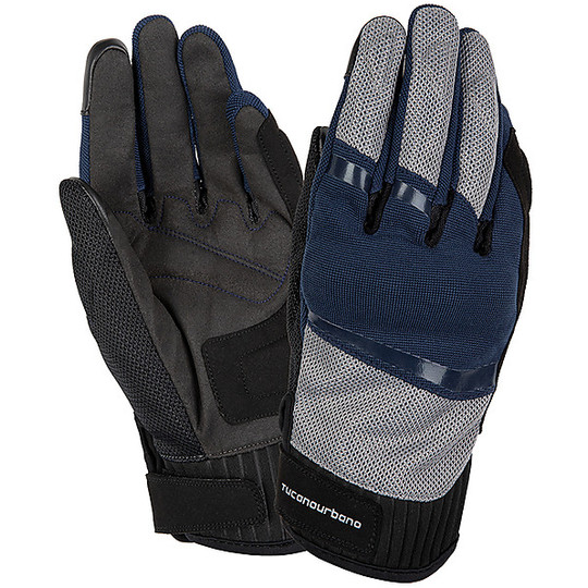 Motorcycle Gloves in Tucano Urbano Fabric 9962HM PENNA Blue Gray