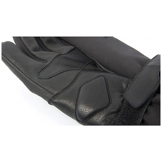 Motorcycle Gloves in Waterproof Leather and Fabric Certified Oj Atmosphere G202 PLAIN Black