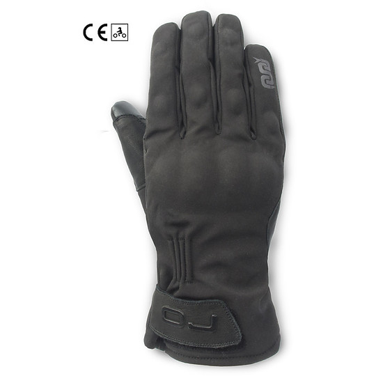 Motorcycle Gloves in Waterproof Leather and Fabric Certified Oj Atmosphere G202 PLAIN Black