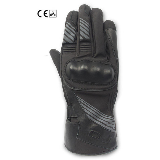 Motorcycle Gloves in Waterproof Leather and Fabric Certified Oj Atmosphere G203 BAND Black