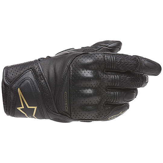 Motorcycle Gloves in Women Leather Alpinestars Stella Baika Black Gold