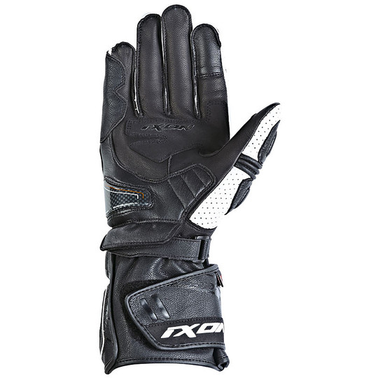 Motorcycle Gloves Ixon RS Racing Circuit Hp Leather Black White