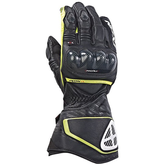 Motorcycle Gloves Ixon RS Racing Circuit Hp Leather Black / Yellow Vivo