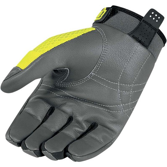 Motorcycle Gloves Leather and Fabric Perforated Icon Anthem Hi-Vision