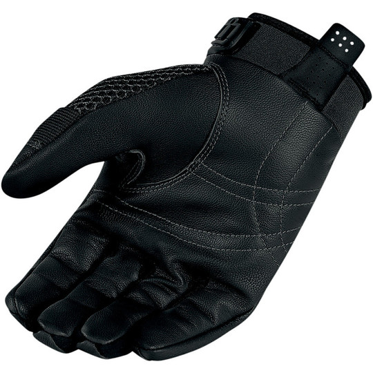 Motorcycle Gloves Leather and Fabric Perforated Icon Anthem Lady Blanck