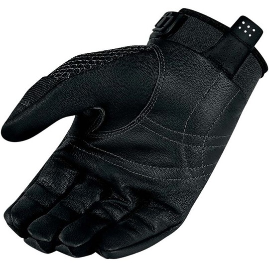 Motorcycle Gloves Leather and Fabric Perforated Icon Anthem Stealth